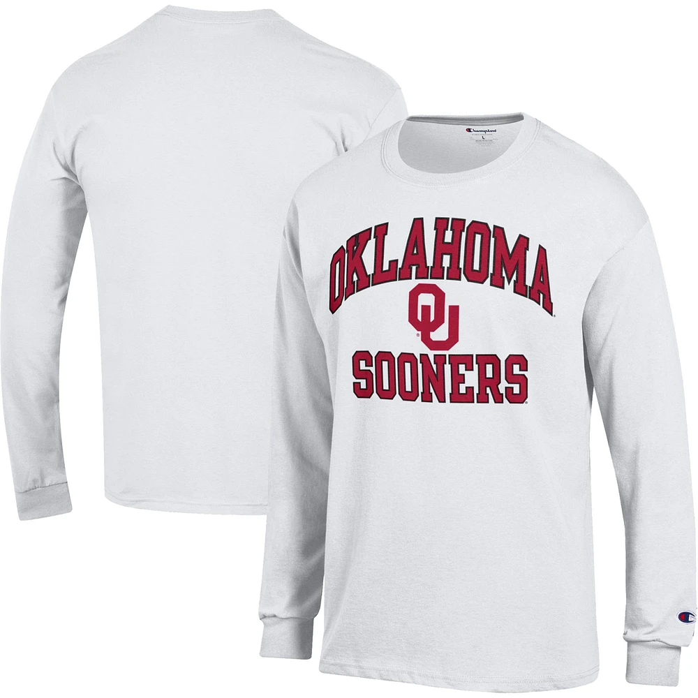 Men's Champion White Oklahoma Sooners High Motor Long Sleeve T-Shirt