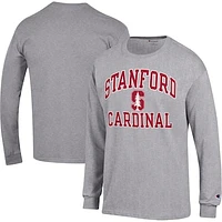 Men's Champion Heather Gray Stanford Cardinal High Motor Long Sleeve T-Shirt