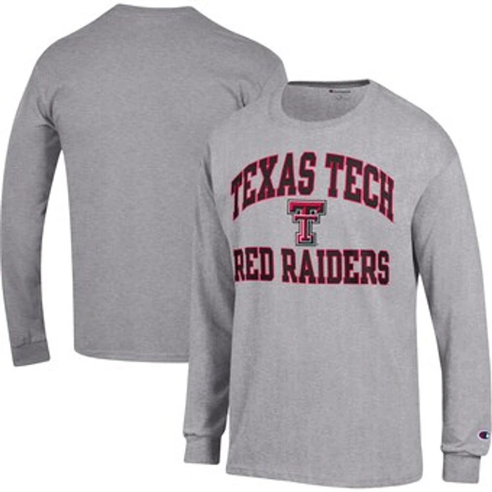 Men's Champion Heather Gray Texas Tech Red Raiders High Motor Long Sleeve T-Shirt