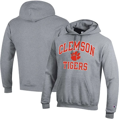 Men's Champion Heather Gray Clemson Tigers High Motor Pullover Hoodie