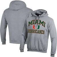 Men's Champion Heather Gray Miami Hurricanes High Motor Pullover Hoodie