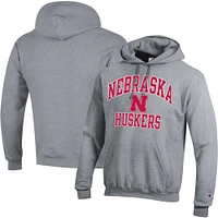 Men's Champion Heather Gray Nebraska Huskers High Motor Pullover Hoodie