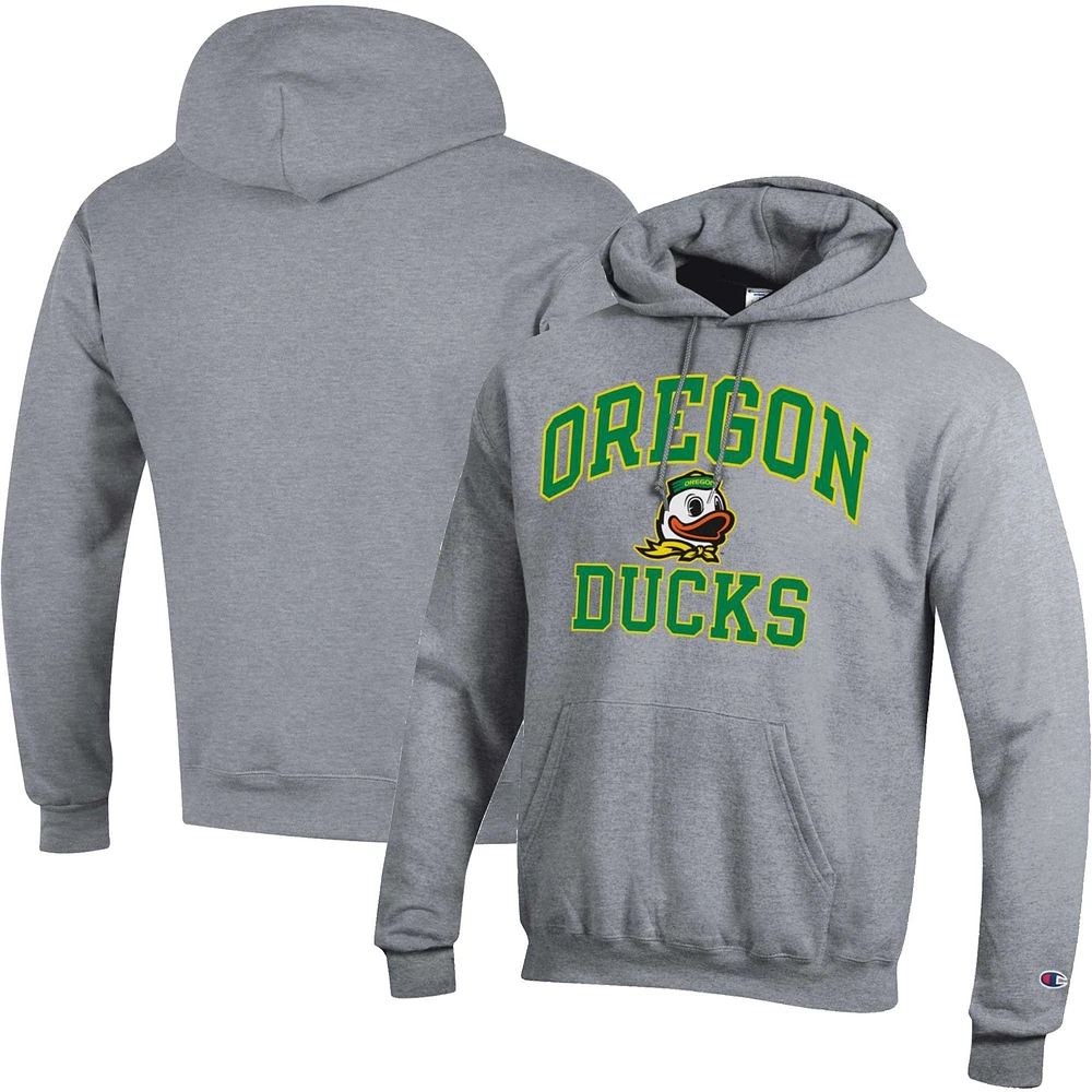 Men's Champion Heather Gray Oregon Ducks High Motor Pullover Hoodie