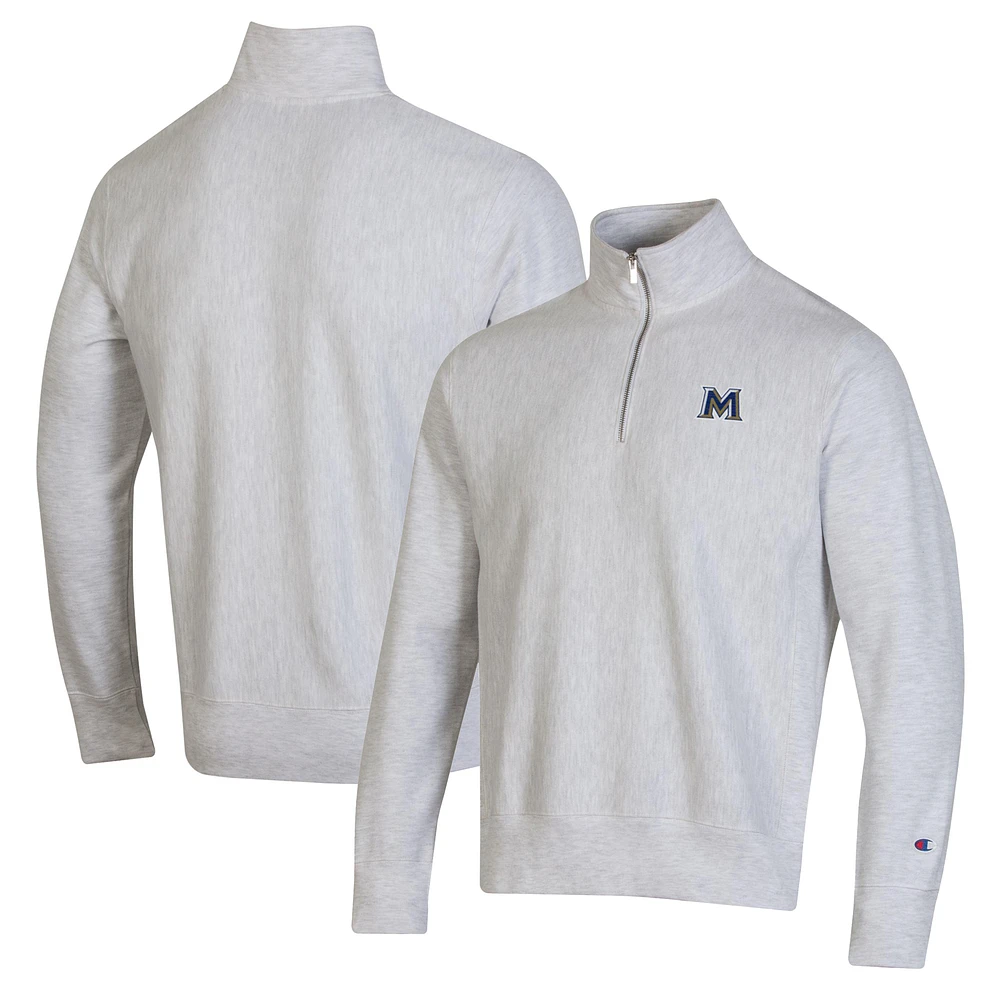 Men's Champion Gray Mount St. Mary's Mountaineers Reverse Weave Quarter-Zip Jacket