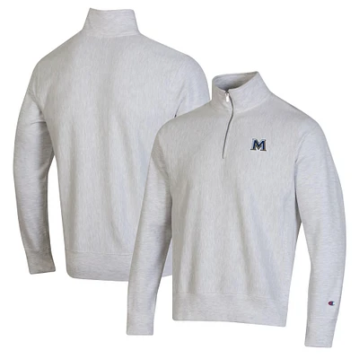 Men's Champion Gray Mount St. Mary's Mountaineers Reverse Weave Quarter-Zip Jacket