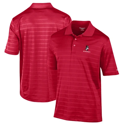 Men's Champion Scarlet Boston University Textured Solid Polo