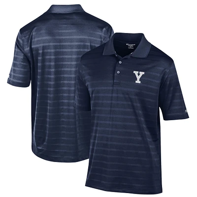 Men's Champion Navy Yale Bulldogs Textured Solid Polo