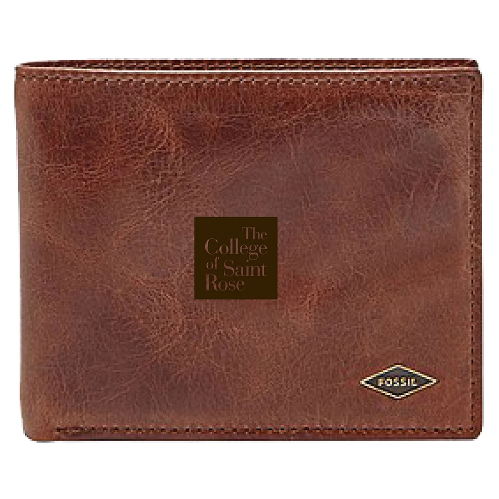 Men's Fossil Brown Saint Rose Golden Knights Leather Ryan RFID Flip ID Bifold Wallet