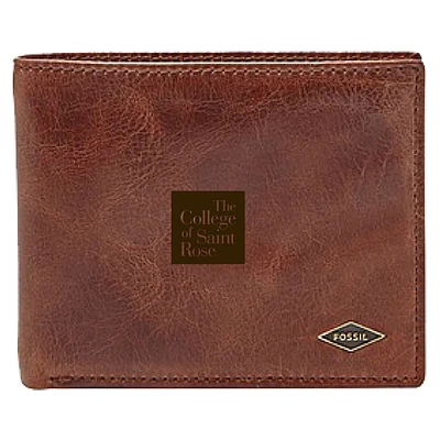 Men's Fossil Brown Saint Rose Golden Knights Leather Ryan RFID Flip ID Bifold Wallet
