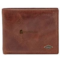 Men's Fossil Brown ECSU Vikings Leather Ryan RFID Flip ID Bifold Wallet
