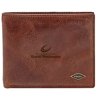 Men's Fossil Brown Harold Washington College Phoenix Leather Ryan RFID Flip ID Bifold Wallet