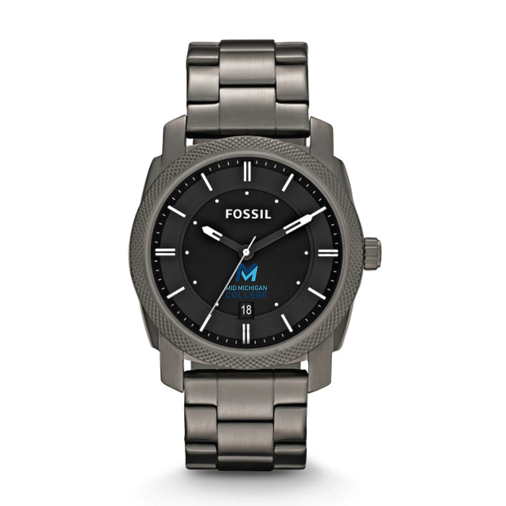 Fossil Mid Michigan College Machine Smoke Stainless Steel Watch