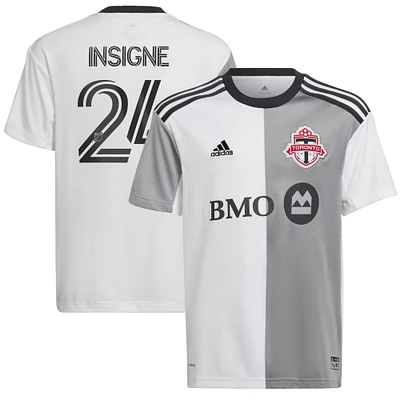 Youth adidas Lorenzo Insigne White/Gray Toronto FC 2022 Secondary - Replica Player Jersey