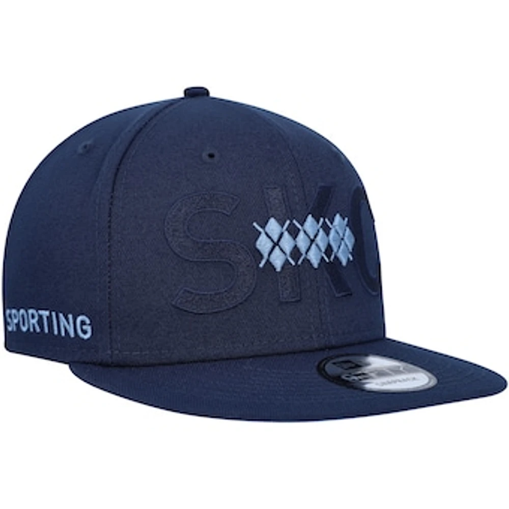 Men's New Era Navy Sporting Kansas City Kick Off 9FIFTY Snapback Hat