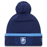 Men's New Era Deep Sea Blue Vancouver Whitecaps FC Wordmark Kick Off Cuffed Knit Hat with Pom