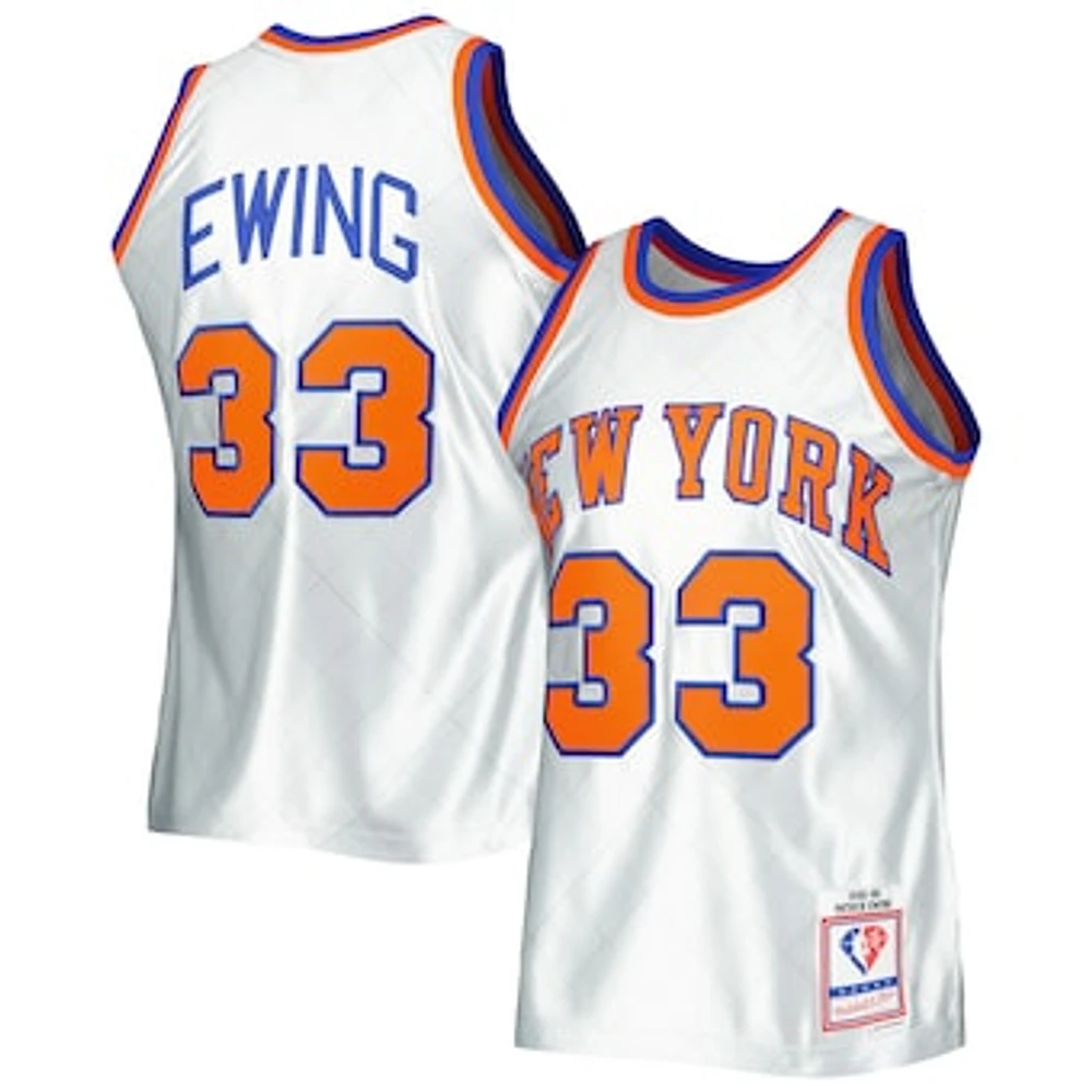 Men's Mitchell & Ness Patrick Ewing Platinum New York Knicks 1985/86 Hardwood Classics 75th Anniversary Swingman Jersey