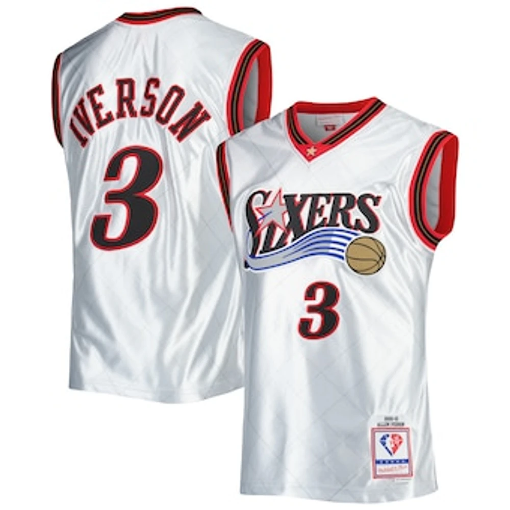 Men's Mitchell & Ness Allen Iverson Platinum Philadelphia 76ers 2000/01 Hardwood Classics 75th Anniversary Swingman Jersey