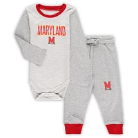 Infant Wes & Willy Heather Gray Maryland Terrapins Jie Long Sleeve Bodysuit Pants Set