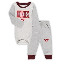 Infant Wes & Willy Heather Gray Virginia Tech Hokies Jie Long Sleeve Bodysuit Pants Set