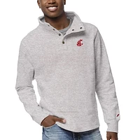 Men's League Collegiate Wear Ash Washington State Cougars 1636 Fleece Quarter Snap Up Pullover Sweatshirt