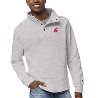 Men's League Collegiate Wear Ash Washington State Cougars 1636 Fleece Quarter Snap Up Pullover Sweatshirt