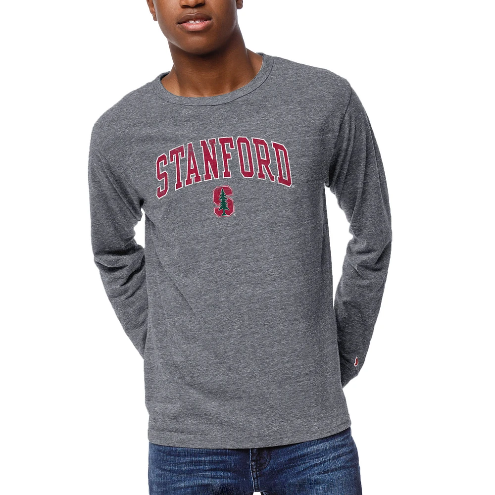 Men's League Collegiate Wear Heather Gray Stanford Cardinal 1965 Victory Falls Long Sleeve Tri-Blend T-Shirt