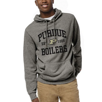 Men's League Collegiate Wear Heather Gray Purdue Boilermakers Heritage Tri-Blend Pullover Hoodie