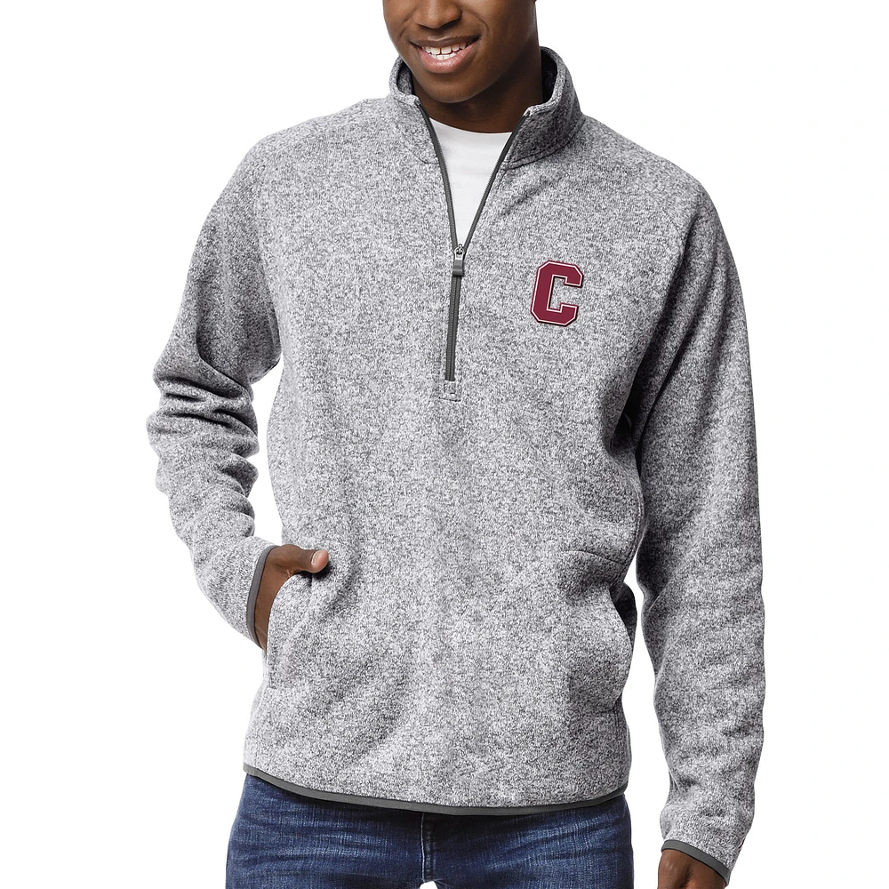 Men's League Collegiate Wear Heather Gray Cornell Big Red Saranac Raglan Quarter-Zip Jacket