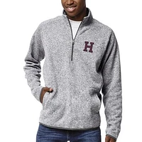 Men's League Collegiate Wear Heather Gray Harvard Crimson Saranac Raglan Quarter-Zip Jacket
