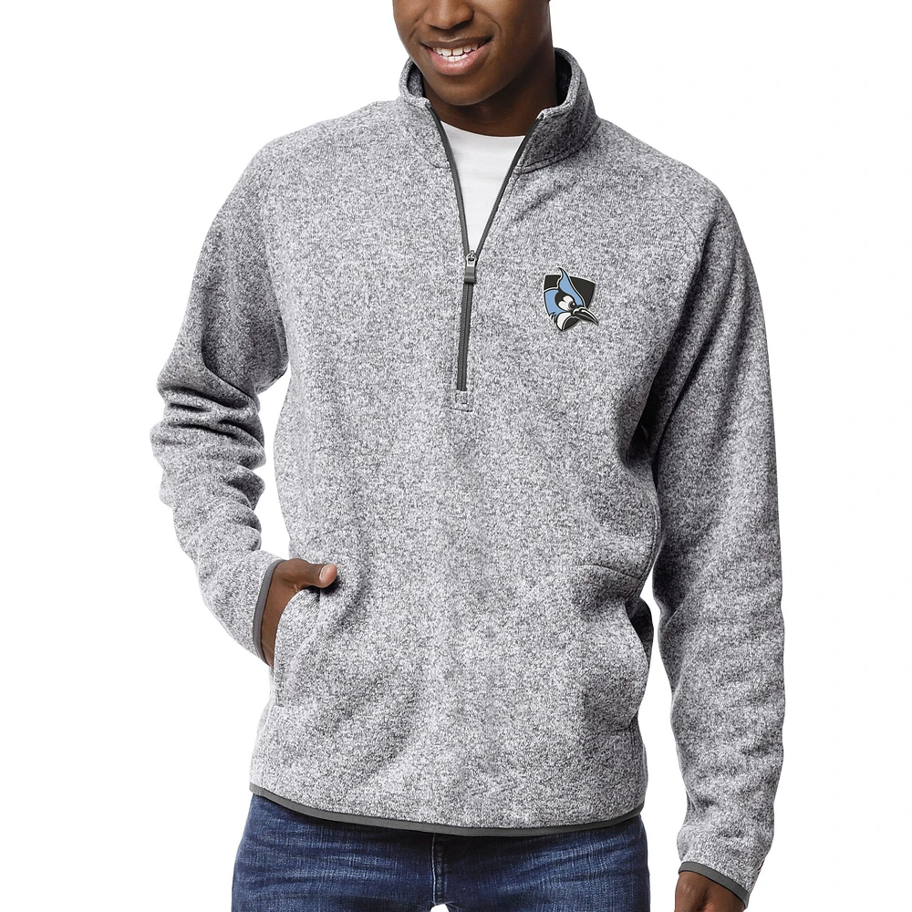 Men's League Collegiate Wear Heather Gray Johns Hopkins Blue Jays Saranac Raglan Quarter-Zip Jacket