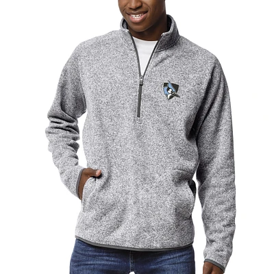 Men's League Collegiate Wear Heather Gray Johns Hopkins Blue Jays Saranac Raglan Quarter-Zip Jacket