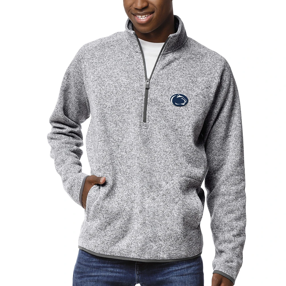 Men's League Collegiate Wear Heather Gray Penn State Nittany Lions Saranac Raglan Quarter-Zip Jacket