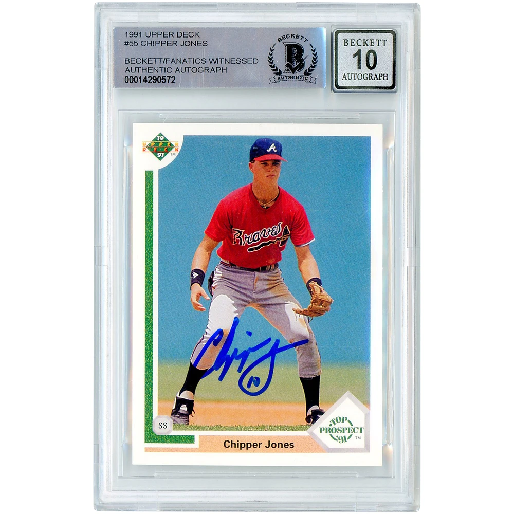 Chipper Jones Atlanta Braves Autographed 1991 Upper Deck #55 Beckett Fanatics Witnessed Authenticated 10 Rookie Card