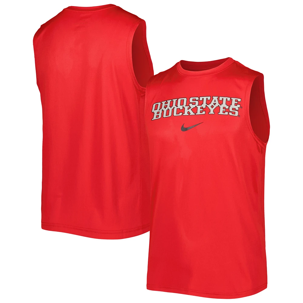 Youth Nike Scarlet Ohio State Buckeyes Legend Performance Sleeveless T-Shirt