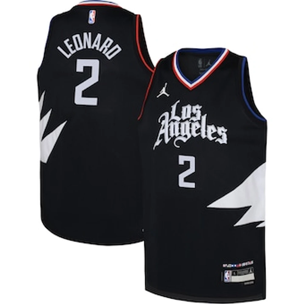 Youth Jordan Brand Kawhi Leonard Black LA Clippers Swingman Jersey - Statement Edition