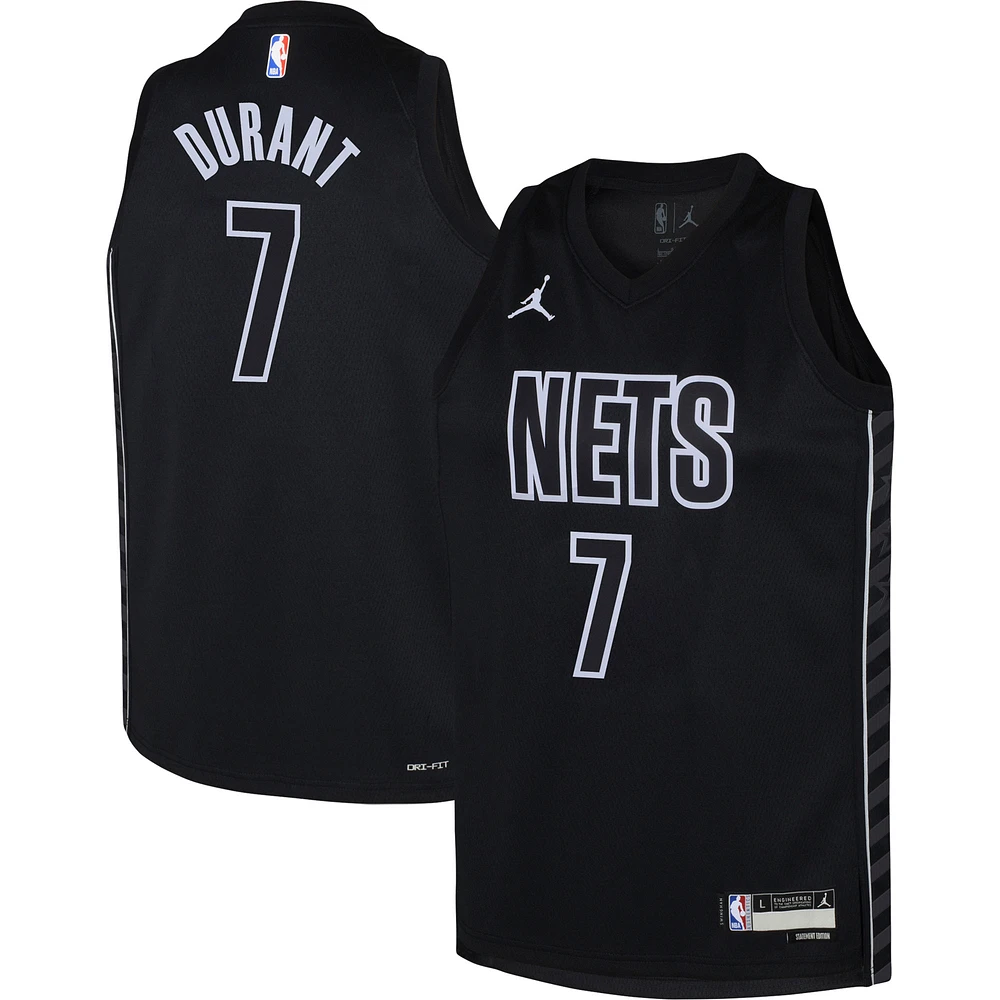 Youth Jordan Brand Kevin Durant Black Brooklyn Nets Swingman Jersey - Statement Edition