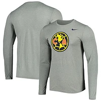 Men's Nike Heather Gray Club America Primary Logo Legend Performance Long Sleeve T-Shirt