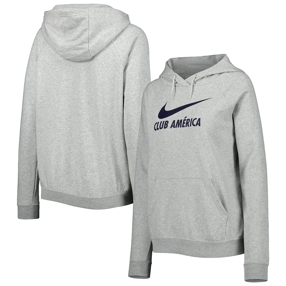 Women's Nike Heather Gray Club America Lockup Varsity Fleece Raglan Pullover Hoodie