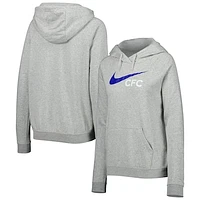 Women's Nike Heather Gray Chelsea Lockup Varsity Fleece Raglan Pullover Hoodie