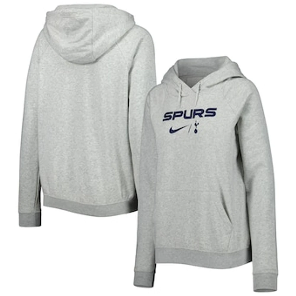 Women's Nike Heather Gray Tottenham Hotspur Lockup Varsity Fleece Raglan Pullover Hoodie