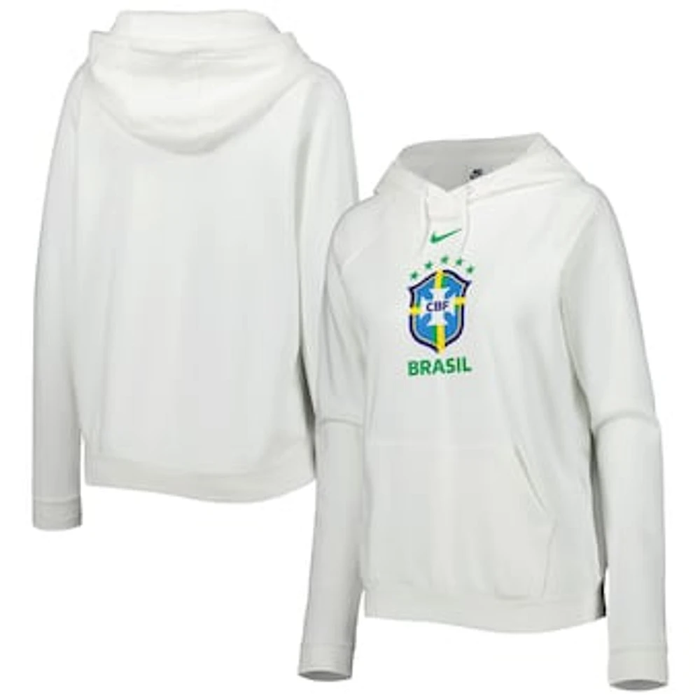 Women's Nike White Brazil National Team Varsity Raglan Tri-Blend Pullover Hoodie