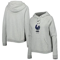 Women's Nike Heather Gray France National Team Varsity Raglan Tri-Blend Pullover Hoodie