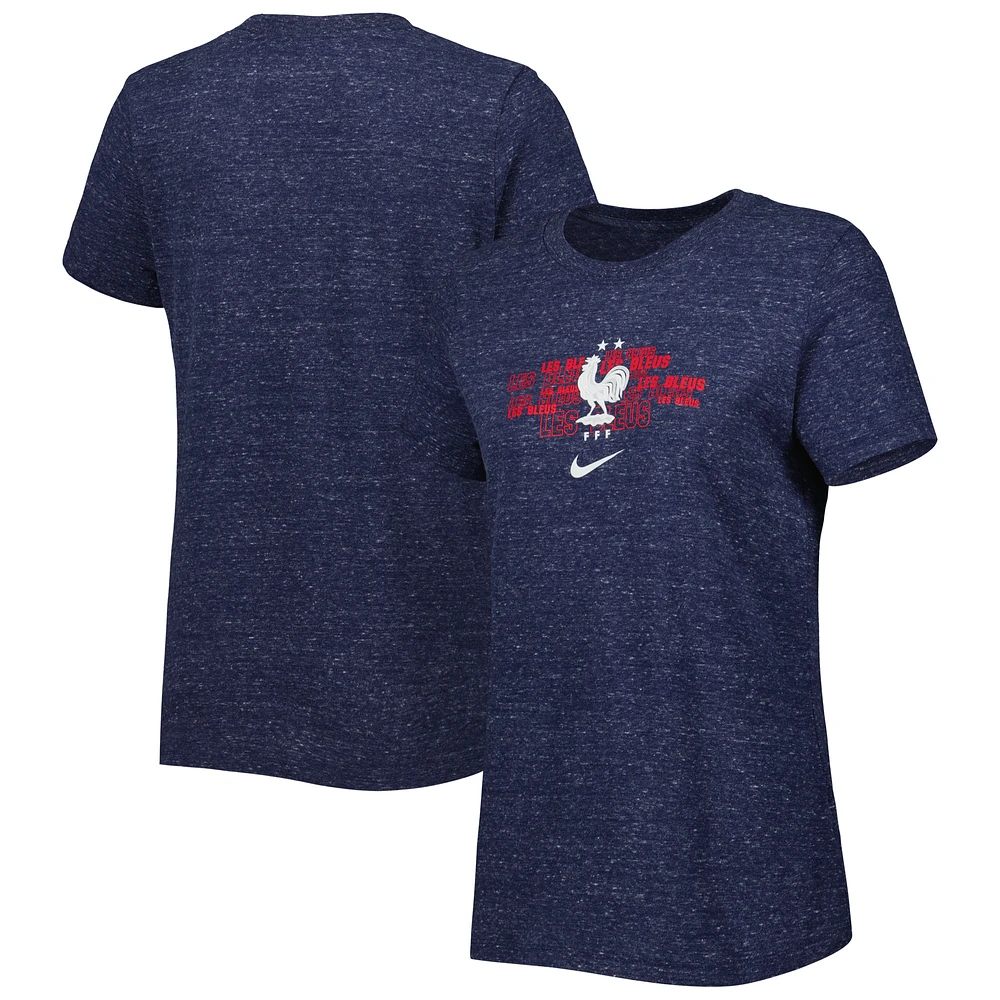 Women's Nike Navy France National Team Varsity Space-Dye T-Shirt