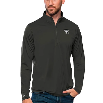 Men's Antigua Charcoal Rochester Knighthawks Tribute Quarter-Zip Pullover Top