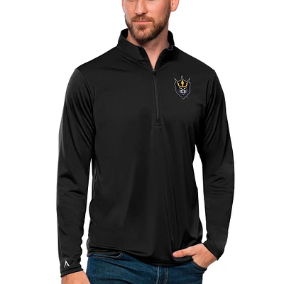 Men's Antigua Black San Diego Seals Tribute Quarter-Zip Pullover Top