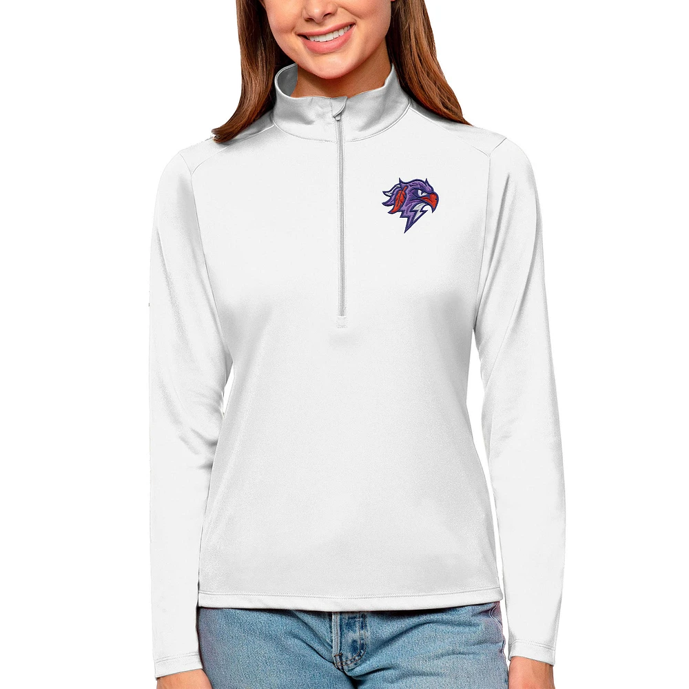 Women's Antigua White Halifax Thunderbirds Tribute Quarter-Zip Pullover Top