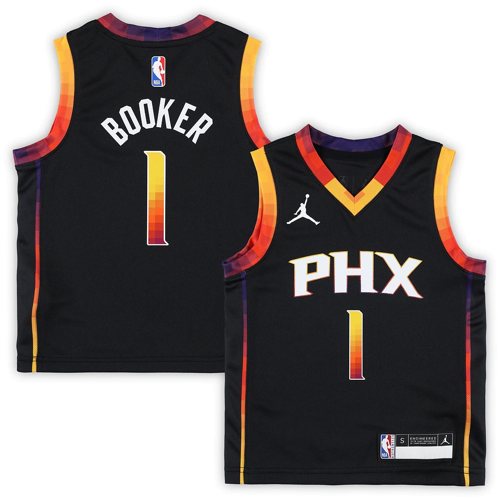 Preschool Jordan Brand Devin Booker Black Phoenix Suns 2022/23 Swingman Jersey - Statement Edition