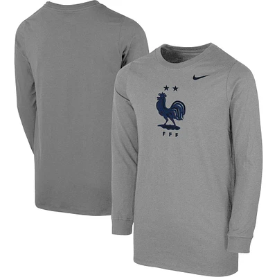 Youth Nike Heather Gray France National Team Core Long Sleeve T-Shirt