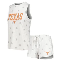 Women's Concepts Sport Cream Texas Longhorns Agenda Stars Tank Top and Shorts Sleep Set