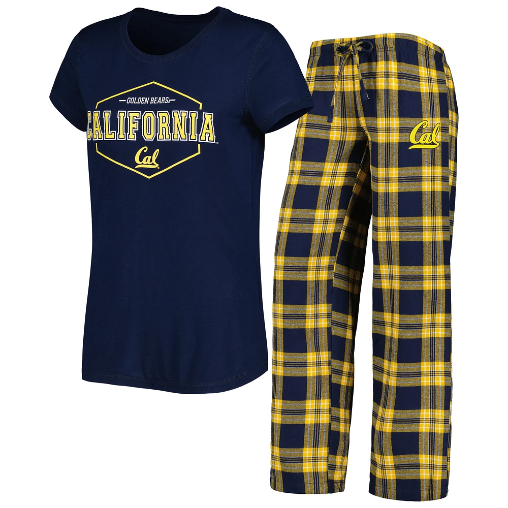 Women's Concepts Sport Navy/Gold Cal Bears Badge T-Shirt & Flannel Pants Sleep Set